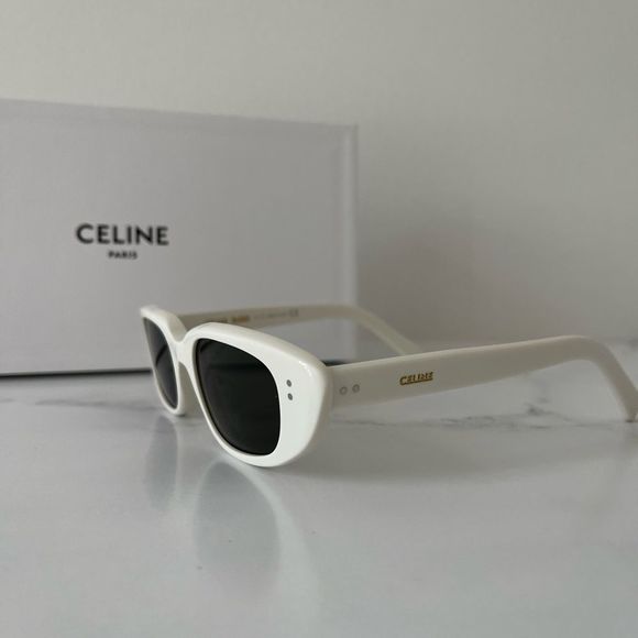 CELINE EYEWEAR  Oval acetate sunglasses white - Picture 8 of 9